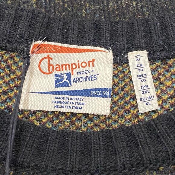 Champion Index + Archives Retro Sweater XL Geometric Mohair Wool Alpaca Italy - Picture 7 of 10